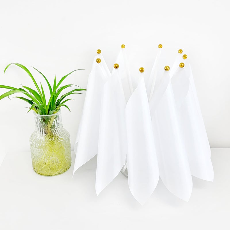 Consummate 25 Pack Solid White Blank Flag Small Mini Plain White DIY Flags On Stick, Party Decorations for Parades, Grand Opening, Kids Birthday, Party Events Celebration, 8.2 x 5.5 inchs, 11.8 inchs - Image 5